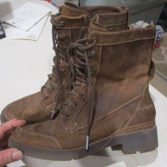 Timberland oiled leather lace up ankle boots 7.5 m ladies - Picture 2 of 6